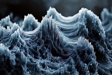 Poster - Intricate Textures of Ice Formations Capturing Natural Beauty in Frosty Patterns and Chilly Landscape with a Close-Up of Crystal-Like Structures