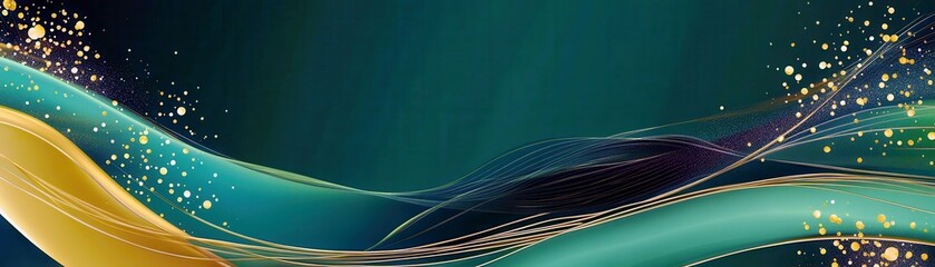Poster - Abstract wave patterns with artistic swirls and vibrant colors on a gradient background suitable for creative design and modern art projects