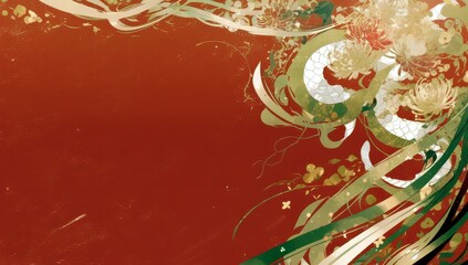 Poster - Elegant Abstract Background with Flowing Lines, Floral Elements, and Earthy Tones for Creative Projects and Graphic Design