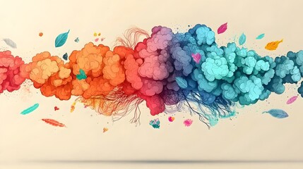 Poster - Mesmerizing Colorful Abstract Art Depicting Mental Wellness and Inner Consciousness Through a Fusion of Glowing Neural Connections and Soft Pastel Gradients