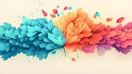 Aufkleber - Visually captivating abstract art that illustrates the concept of mental wellness through a harmonious fusion of glowing neural connections and soft pastel color gradients creating a mesmerizing