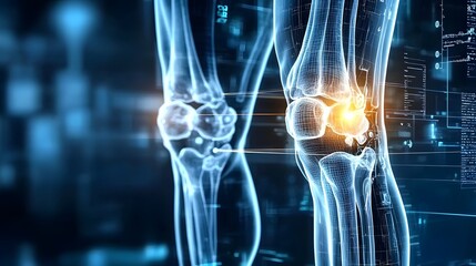 Poster - Futuristic AI Assisted Holographic Knee Examination for Medical Diagnostics Showcasing Advancements in Digital Visualization and Innovative Healthcare Technologies