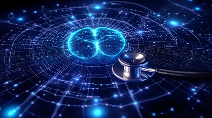 Poster - Cutting Edge AI Driven Medical Data Analysis Interface with Futuristic Holographic Elements Optimizing Healthcare and Diagnostics through Advanced Visualization and Analytics