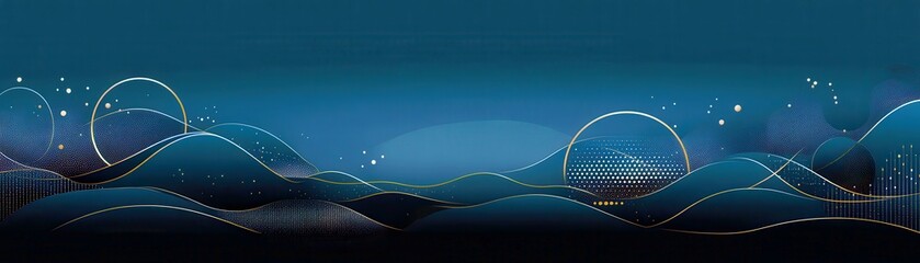Poster - Abstract Blue Background with Curved Lines, Dots, and Light Accents for Creative Design, Technology, or Business Use, Ideal for Presentation and Website Header