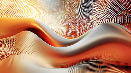 Poster - Abstract Metallic and Smooth Curves with Golden Highlights