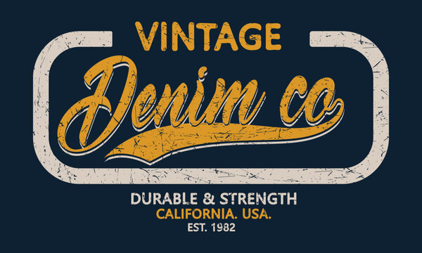 Vintage Denim Co. Editable print with grunge effect for graphic tee t shirt or sweatshirt - Vector