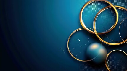 Poster - Abstract Background with Golden Circles and Blue Gradient for Modern Design, Digital Art, or Creative Projects