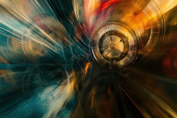 Poster - Abstract Time Warp Cityscape, Motion Blur Background