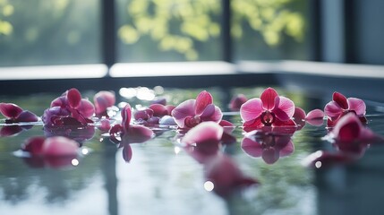 Wall Mural - Orchid Petals Floating in Water