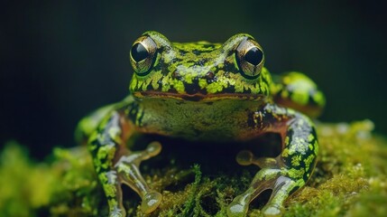 Wall Mural - Close-up of a Green Tree Frog with Striking Eyes