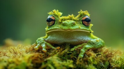 Sticker - Close-up Portrait of a Green Tree Frog