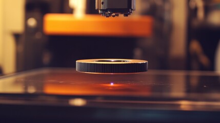 Poster - magnet hovering above a superconductive material, demonstrating magnetic levitation.