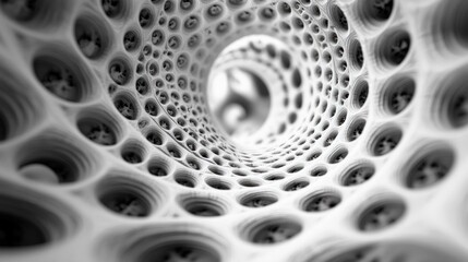 Poster - Abstract White Circular Tunnel With Repeating Patterns