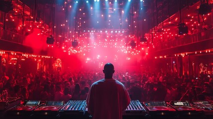 Poster - A lively music performance captivates a packed venue filled with people dancing and celebrating under colorful lights. The atmosphere is electric with energy and excitement.