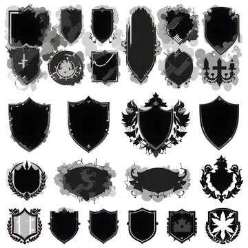 Shield Icon Set  Design on White Background.