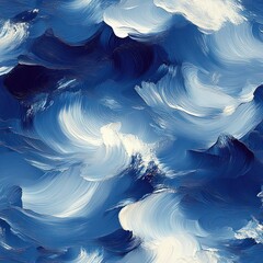 Monochromatic Ocean Wave Abstract Pattern Seamless Design