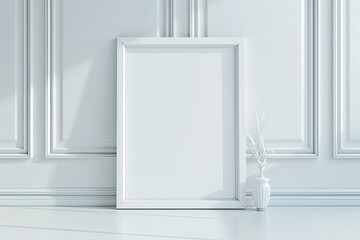 Poster - Premium Quality Visual of Composition with Empty White Frame Indoors