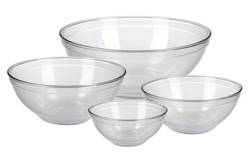 Wall Mural - Set of four clear plastic mixing bowls isolated with transparent background