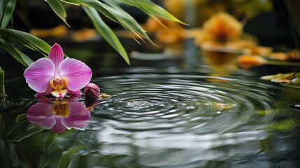 Sticker - Orchid Reflection in a Tranquil Pond