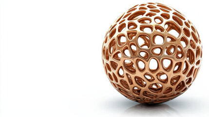 Poster - 3D gold mind mapping icon with intricate patterns on clean white background, symbolizing creativity and innovation