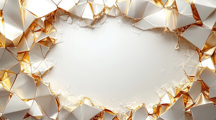 Poster - stunning abstract background featuring mix of white and gold geometric shapes, creating dynamic frame effect. Perfect for modern design projects