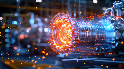 Leinwandbilder - 3D visualization of sustainable thermal system showcasing intricate details and vibrant colors, emphasizing innovation and technology in engineering