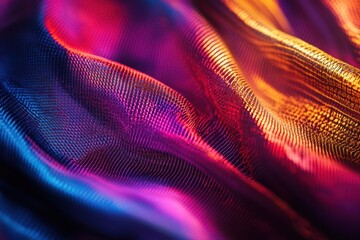 Poster - Abstract vibrant fabric waves, neon light, digital art, background texture, design