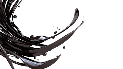 Poster - Abstract Black Swirl Design on White Background for Creative Projects