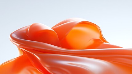 Poster - Energetic Abstract Orange Flowing Fabric on Clean White Background