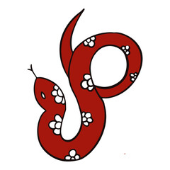 Canvas Print - hand drawn red snake illustration, a symbol of chinese new year, suitable for banners, social media 
