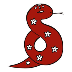 Canvas Print - hand drawn red snake illustration, a symbol of chinese new year, suitable for banners, social media 