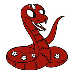 Canvas Print - hand drawn red snake illustration, a symbol of chinese new year, suitable for banners, social media 
