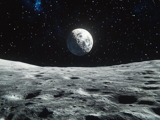 Wall Mural - moon surface view