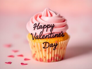 Wall Mural - cupcake with happy valentine's day written on it