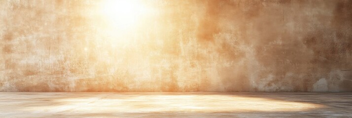 Poster - Warm morning light illuminates a glowing copper plaque against a textured backdrop
