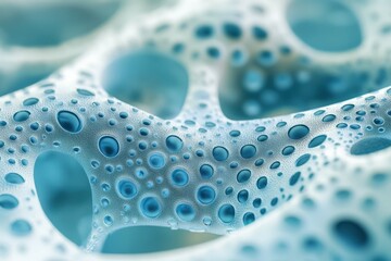 Poster - Close-up exploration of textured material with intricate patterns and blue hues in a scientific setting