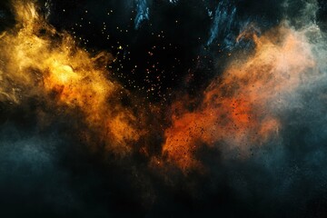 Poster - Explosive colors and dynamic textures swirl in a captivating abstract representation of fire and smoke