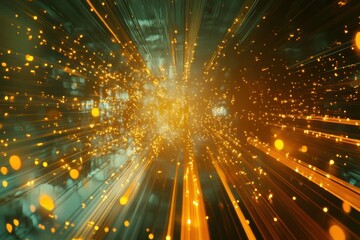 Poster - Dynamic explosion of light and color capturing energy and movement in an abstract digital environment