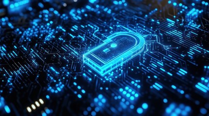 Poster - Cyber Security Padlock Circuit Board Data Protection