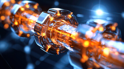Poster - modern technological device showcasing intricate design and glowing elements, representing advanced engineering and innovation in futuristic setting