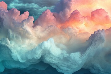 Wall Mural - Colorful clouds create a vibrant sunset sky over tranquil waters, showcasing the beauty of nature's palette in the evening light