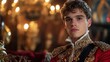 © QuietWord - young handsome prince wearing ornate medieval attire at castle