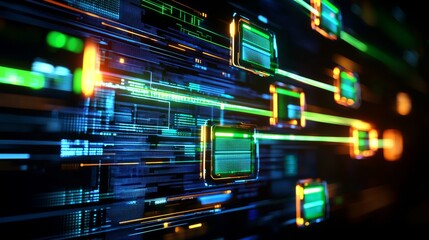 Aufkleber - Futuristic data transmission event digital realm visual content high-tech environment abstract viewpoint conceptual innovation