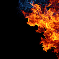 Poster - dynamic flames dance in vivid colors abstract background digital art creative environment close-up v