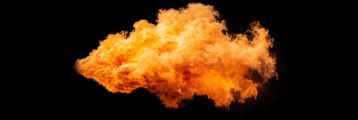 Poster - Explosive fireball eruption studio setting high-impact visual dark background close-up dynamic action scene