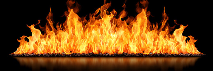 Poster - Intense fire flames dance in a dark environment visual art abstract imagery captivating perspective ignite imagination