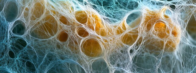 Intricate Spiderweb Texture Abstract Background of Nature s Design with Golden Hues and Teal Accents