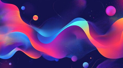 Poster - Abstract cosmic wave design, vibrant colors, dark background, website header