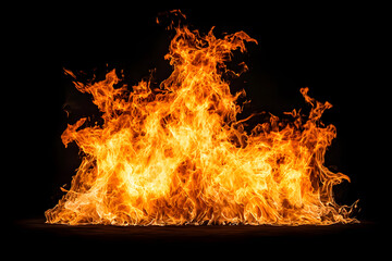 Poster - Dynamic fire flames dark background visual element fiery environment close-up energy and destruction