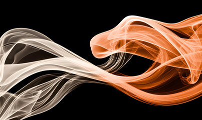 Poster - Fluid motion abstract art digital creation vibrant colors black background high contrast contemporary design